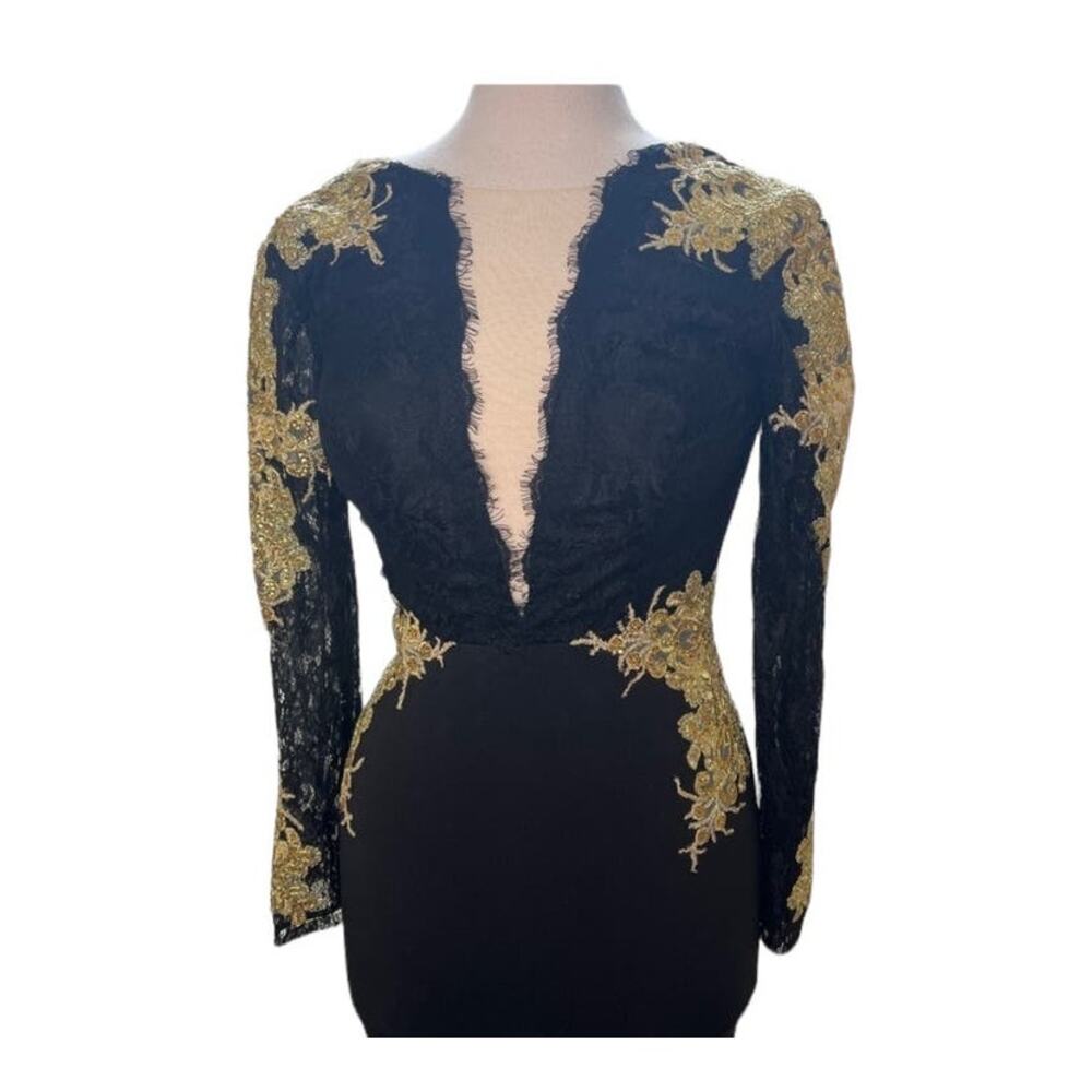Vintage Black and Gold Mini Dress - Picture 4 of 8